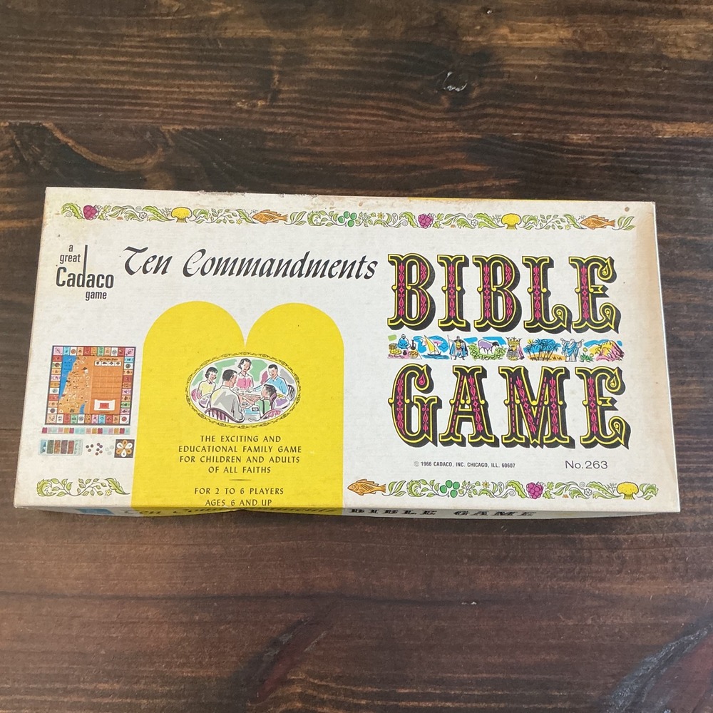 Vintage 1966 Cadaco Ten Commandments Bible Game 98% COMPLETE Board Game